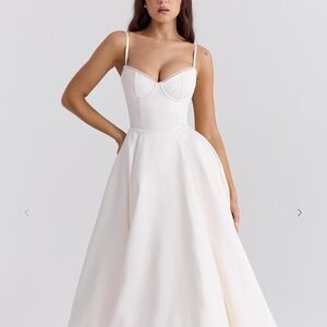 House of CB Cream Strapless Midi Dress